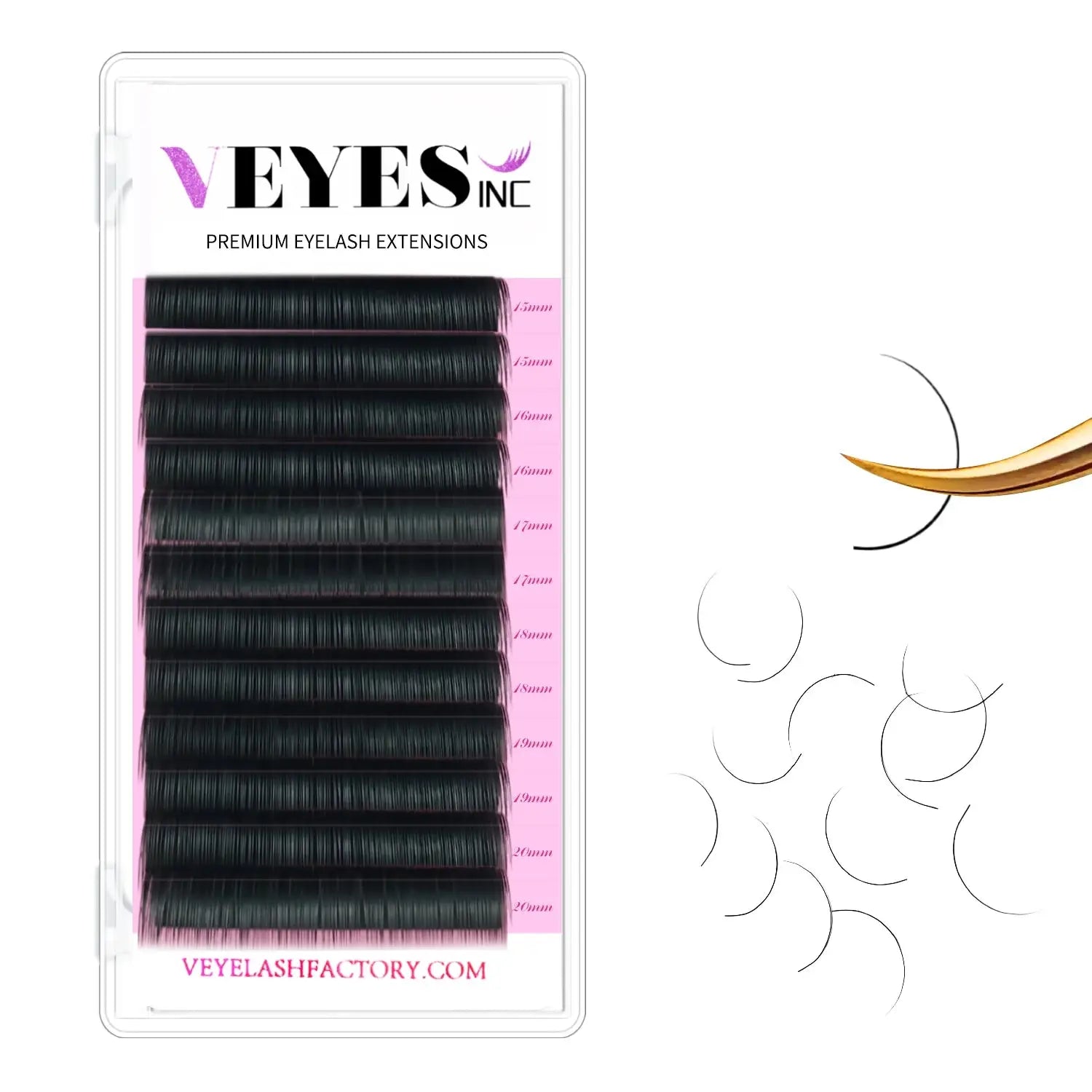 Individual Eyelash Extensions 8–20mm Faux Mink Matte Lashes for Professionals in jet black, displayed in a salon tray with soft, natural curl design.