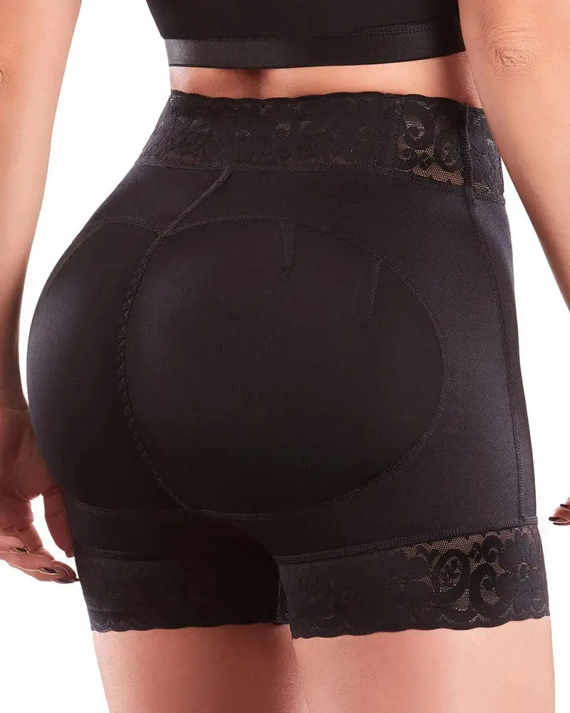 Colombian Butt Lift Shaper Shorts for Women – High Waist Compression with Lace Trim & Tummy Control Belt