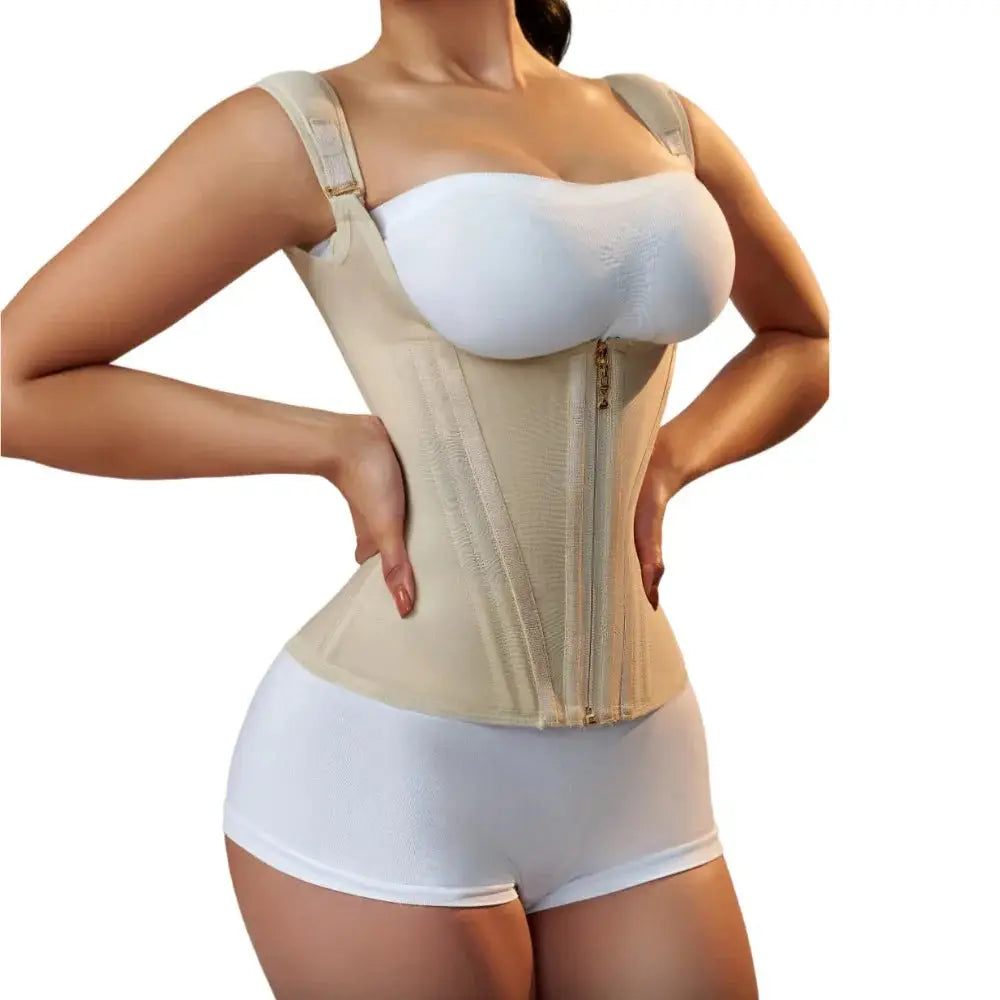Colombian BBL Shapewear for Women – Compression Waist Binder with Zipper & Buckle Closure for Post-Surgery Recovery