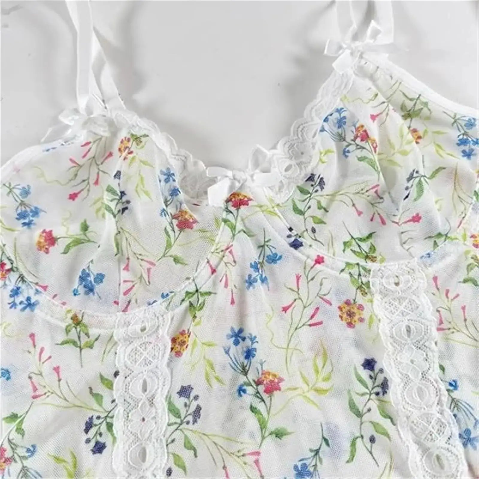 Lace Babydoll Lingerie Set for Women Rustic Floral Nightgown with Side Split