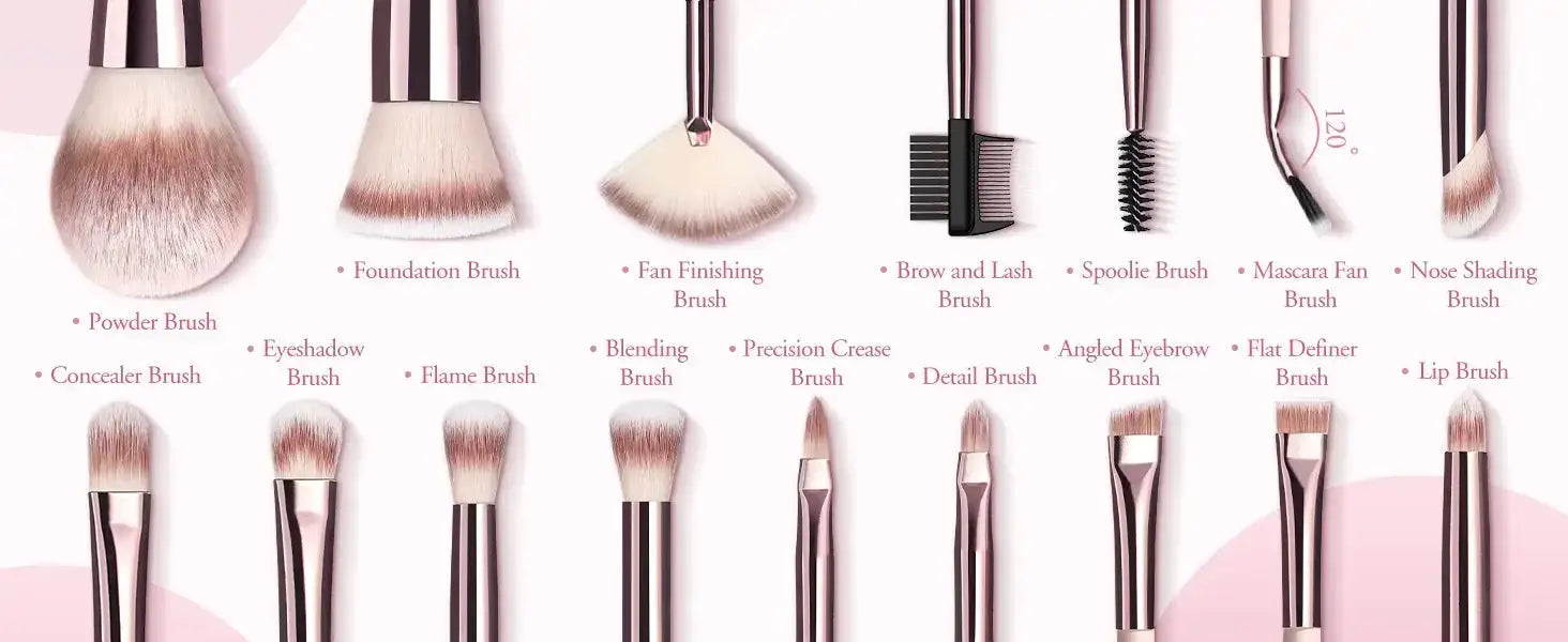 20-Piece Makeup Brush Set with Case Foundation, Eyeshadow, Contour & More