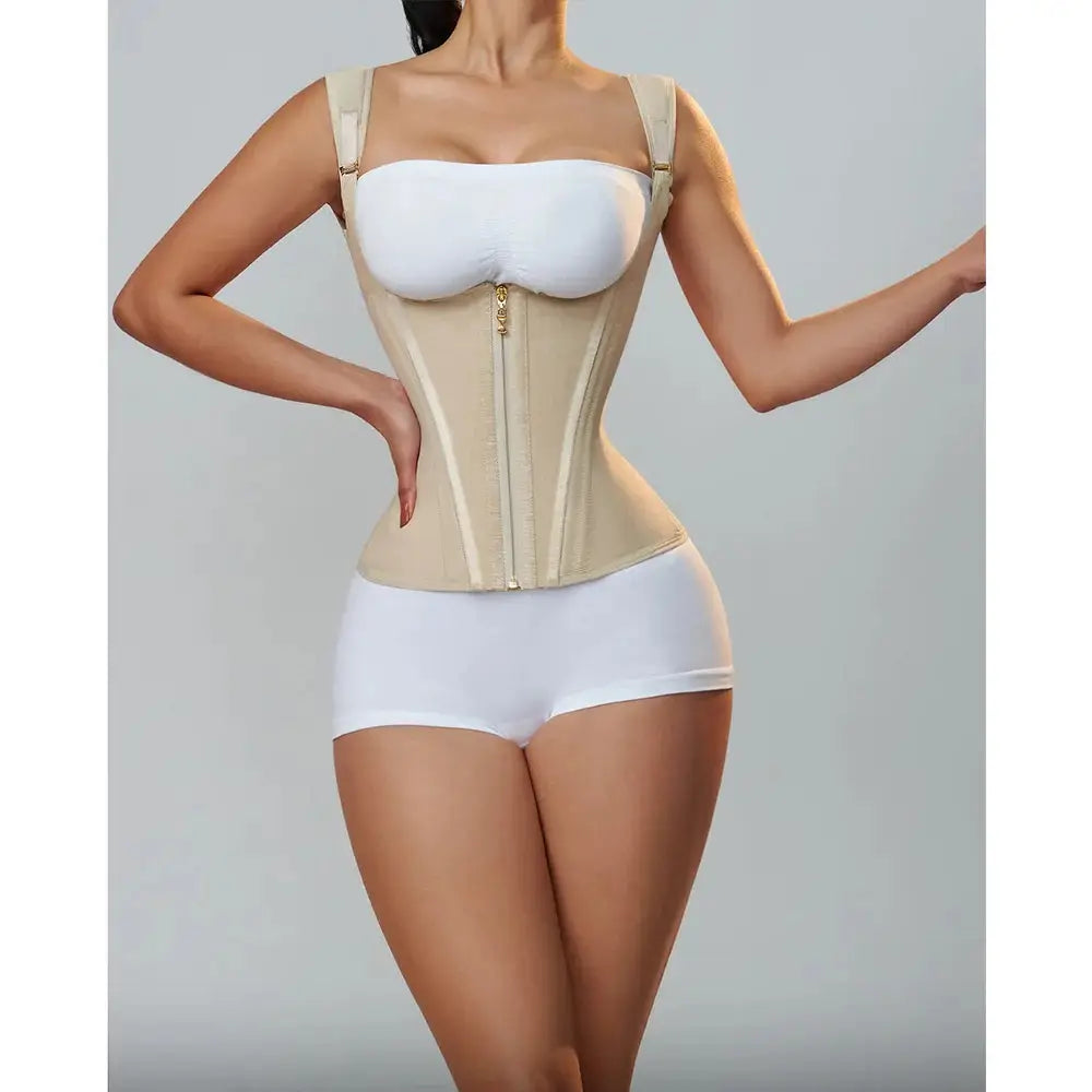 Colombian BBL Shapewear for Women – Compression Waist Binder with Zipper & Buckle Closure for Post-Surgery Recovery