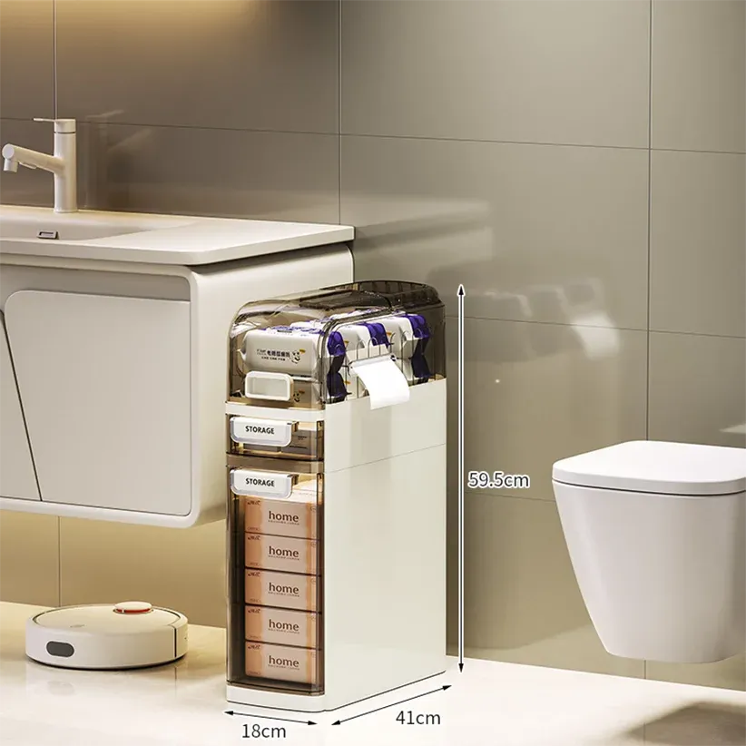 Slim Narrow Storage Cabinet for Bathroom and Bedroom Spaces