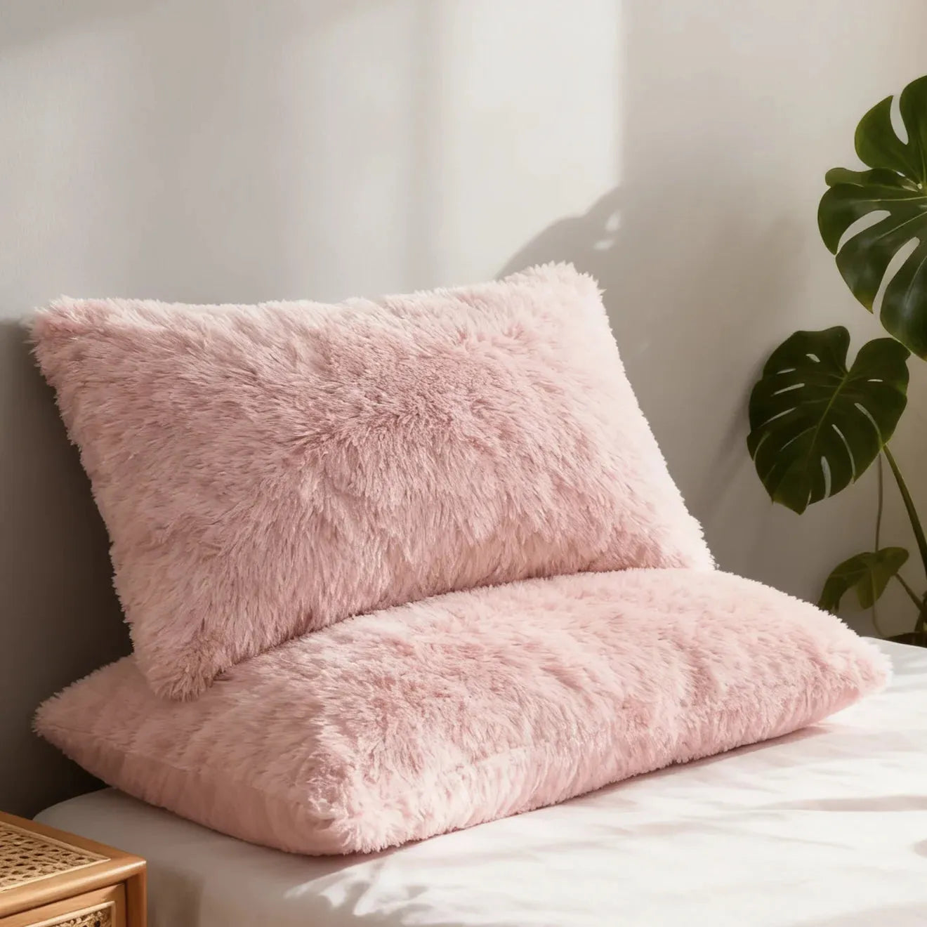 Pink Plush Heart Duvet Covers Set with Soft Warm Cloud Feel