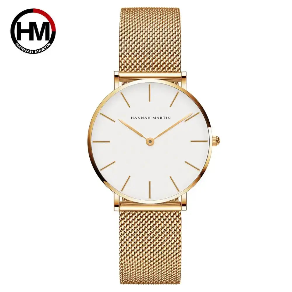 Women's Luxury Rose Gold Watch Japan Quartz Movement Stainless Steel Waterproof