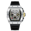 Onola silver luxury watch with black strap and detailed face