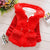 Red baby plush jacket with hood and pockets