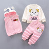 Pink bear hoodie and pants set for kids