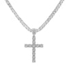 Silver cross pendant necklace with stone details