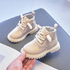 White short ankle boots for toddlers with anti-slip sole