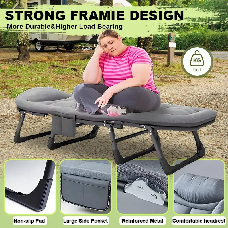 Portable Adjustable Folding Bed with Support Frame