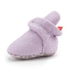 Lavender newborn shoe with silver polka dots