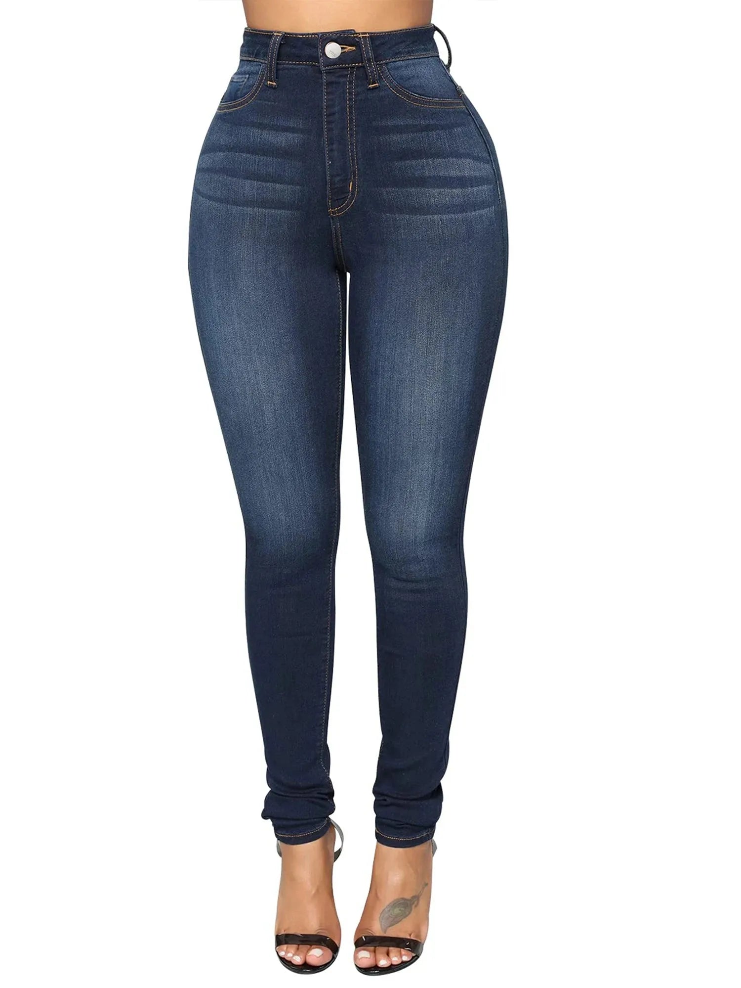 Women High Waist Skinny Jeans with Stretch Slim Fit Design