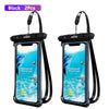 Two black waterproof phone cases with straps