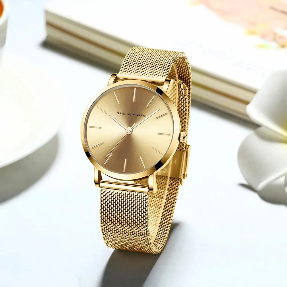 Women's Luxury Rose Gold Watch Japan Quartz Movement Stainless Steel Waterproof