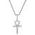 Silver ankh cross pendant necklace with rope chain