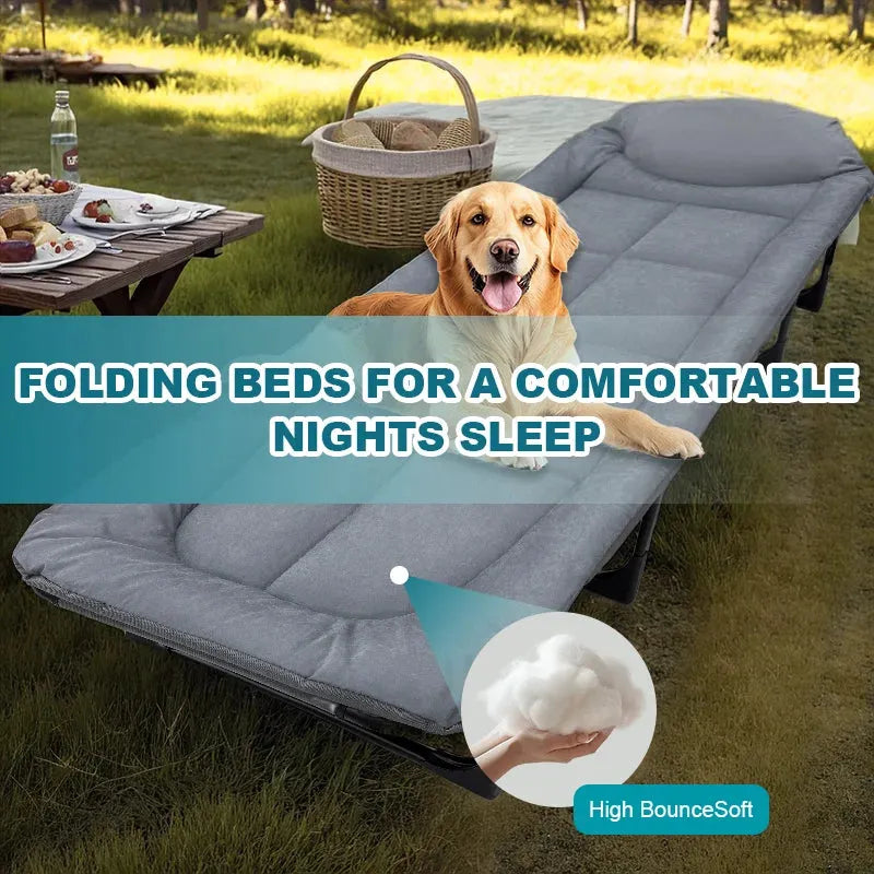 Portable Adjustable Folding Bed with Support Frame