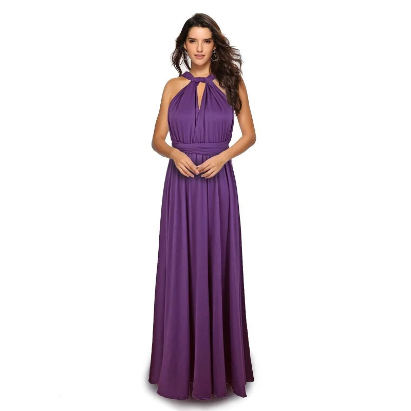 Purple keyhole neck long dress