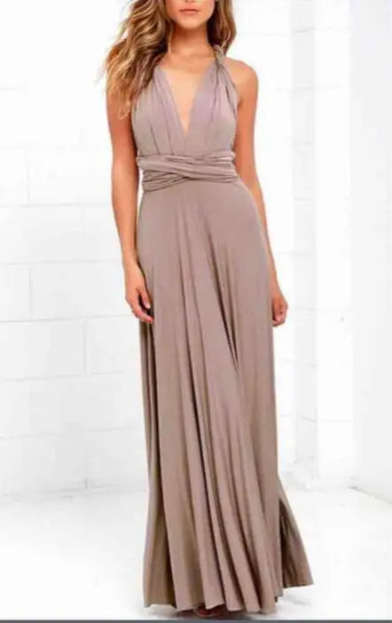 Taupe halter neck long dress