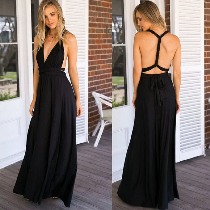 Black halter neck long dress