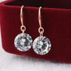 Zircon crystal drop earrings on red velvet