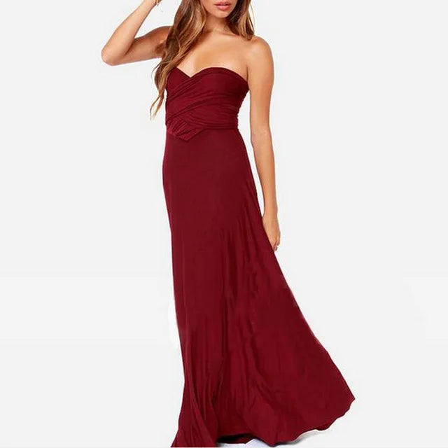 Burgundy strapless long dress