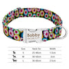 Floral nylon dog collar with size chart