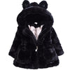 Girls' solid color rabbit ear hooded cotton jacket