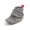 Gray newborn shoe with soft sole