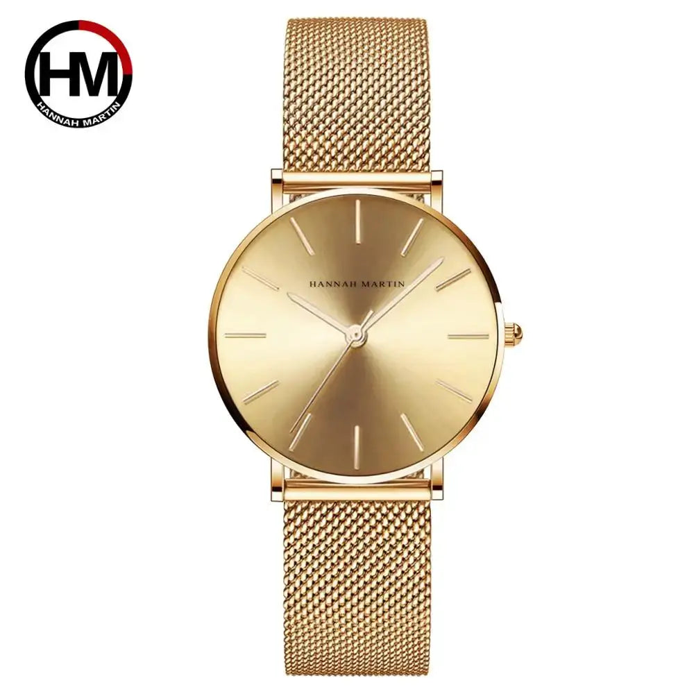 Women's Luxury Rose Gold Watch Japan Quartz Movement Stainless Steel Waterproof