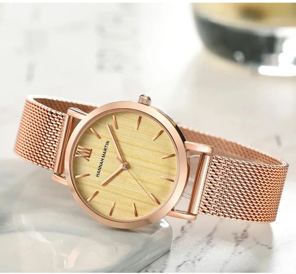 Women's Luxury Rose Gold Watch Japan Quartz Movement Stainless Steel Waterproof