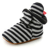 Black and gray striped newborn shoe