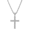 Silver cross pendant necklace with rope chain