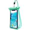 Green waterproof phone case with strap