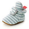 Green striped newborn shoe with soft sole