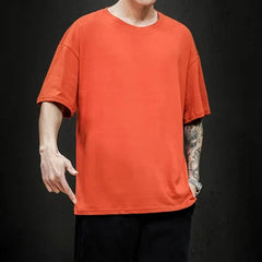 Men's casual orange T-shirt designed for comfort and style.