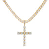 Gold and silver cross pendant necklace with stones