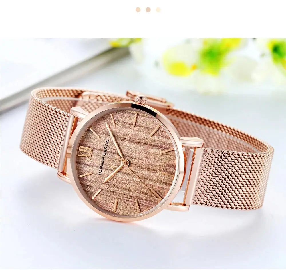 Women's Luxury Rose Gold Watch Japan Quartz Movement Stainless Steel Waterproof