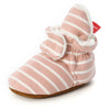 Pink striped newborn shoe with soft sole