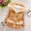 Brown baby plush jacket with hood and pockets