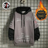 Stylish men's hooded sweater with graphic design, gray.