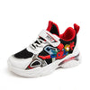 Black breathable kids' sneaker with superhero patchwork