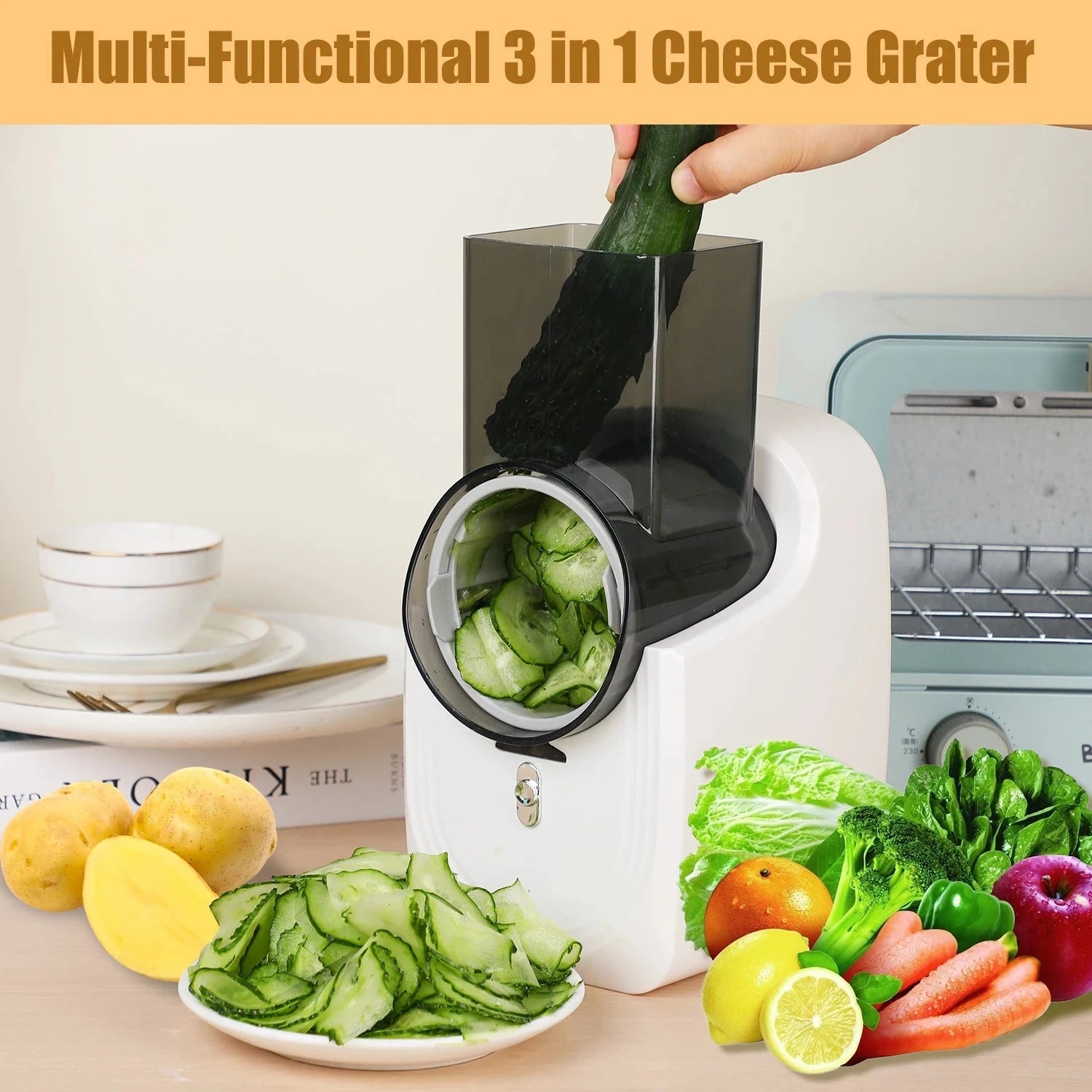 Electric Food Processor with Cheese Grater and Slicer
