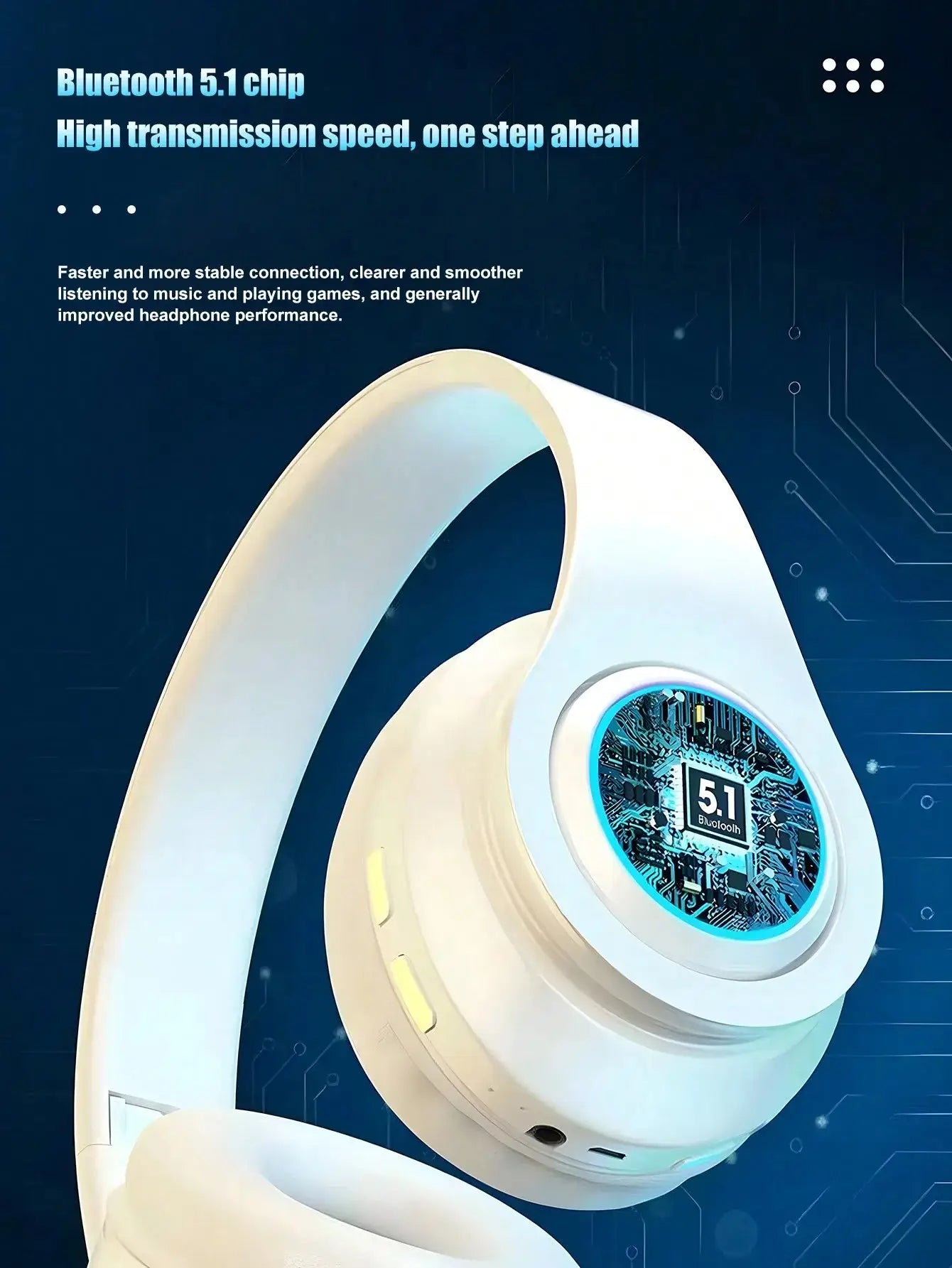 Wireless Gaming Headset – Lightweight Foldable Design with Built-in Microphone – Compatible with 3.5mm Audio Cable