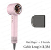 Pink hair dryer with single nozzle attachment