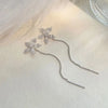 Silver starburst crystal thread chain earrings