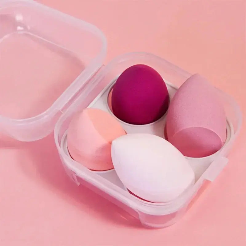 4PCS Makeup Blender Sponge Set – Soft Colorful Cosmetic Puffs with Beveled Edge – Natural Finish for Foundation & Powder