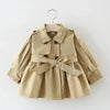 Stylish cotton trench coat for girls with bow detail