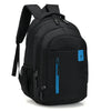 Black waterproof backpack with blue accents