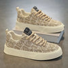 Men's sneakers with beige swirl pattern on beige